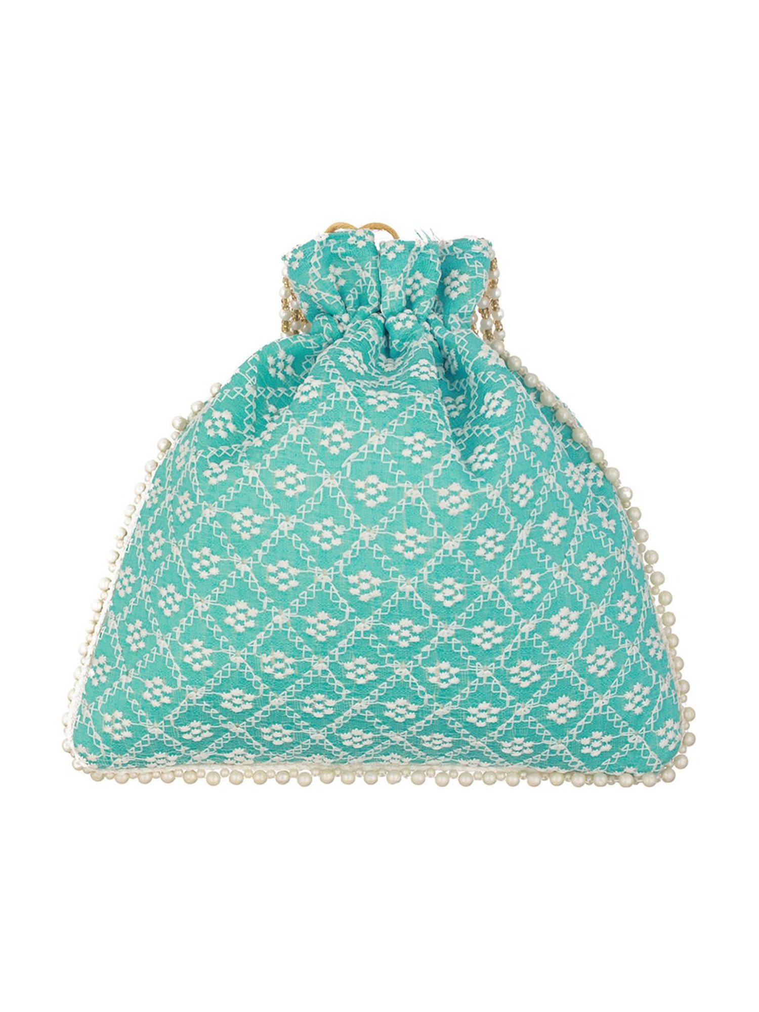 Aatmana Turquoise Blue & Gold Embellished Small Potli