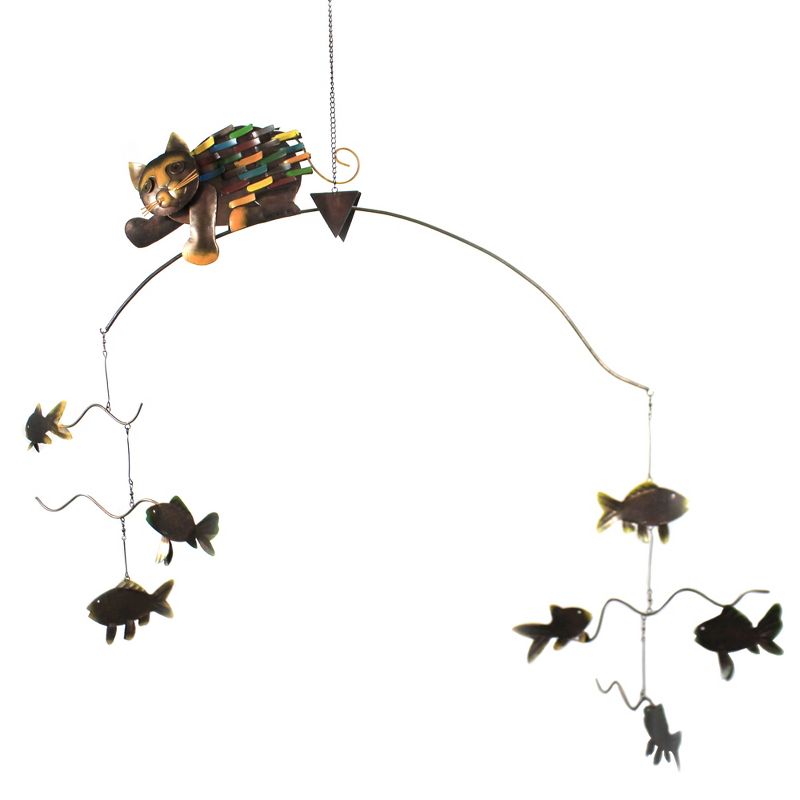 Home & Garden 43.5" Spikey Cat Balancer Kinetic Sculpture Gold Crest Distributing  -  Decorative Garden Stakes