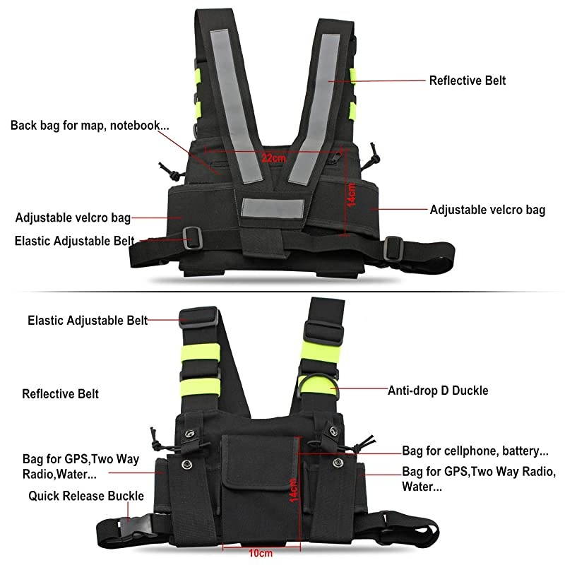 Radio Chest Harness Chest Front Pack Pouch Holster Vest Rig for Two Way Radio Walkie Talkie(Rescue Essentials)