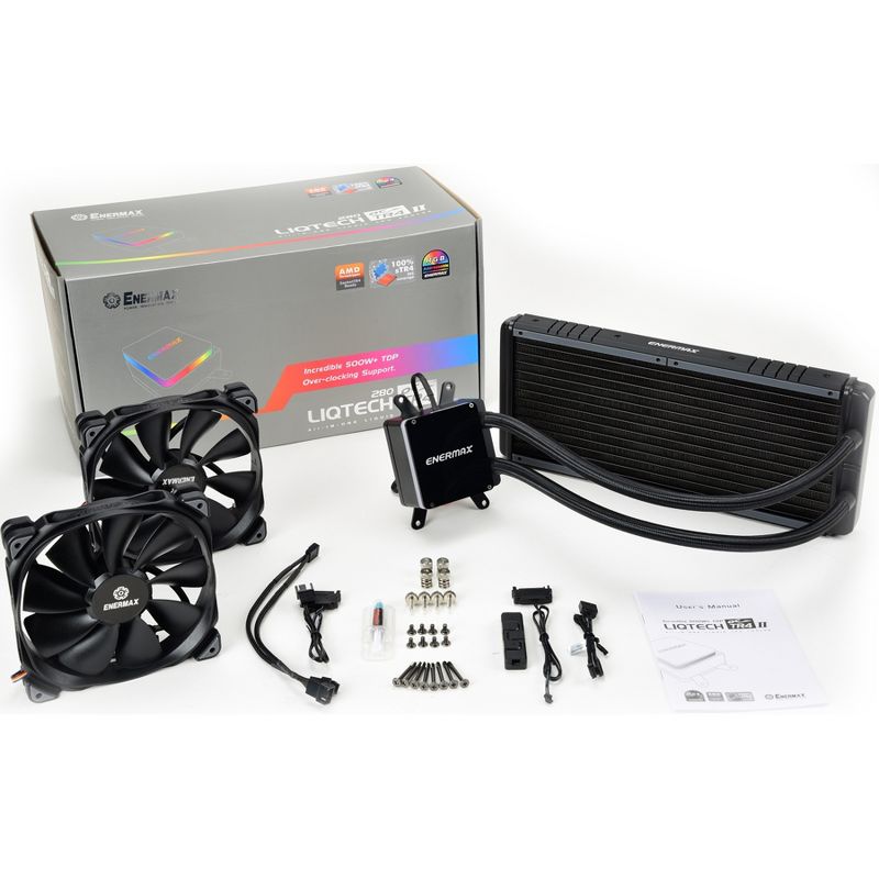 Enermax LIQTECH TR4 II 280 Cooling Fan/Radiator - 2 x 140 mm - 2 x 80.7 CFM - 25 dB(A) Noise - Liquid Cooler Cooler