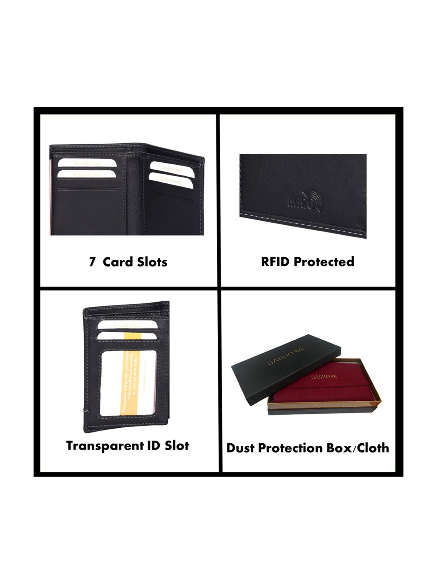 SASSORA Pablo Black Small Leather Notecase