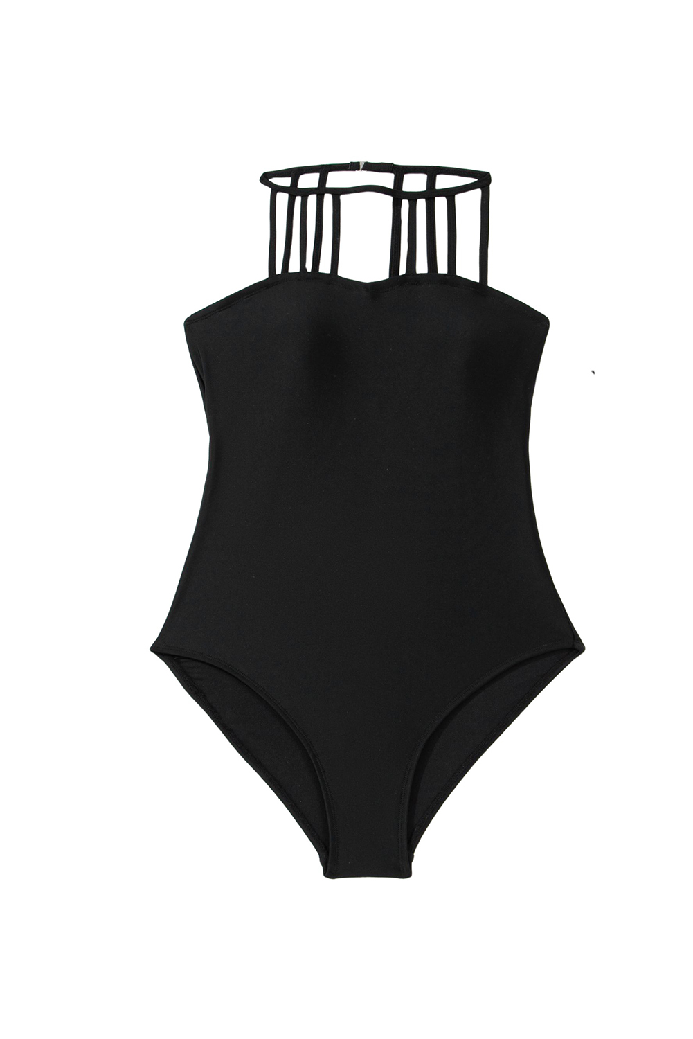 Black Plant Print Zip Front Half Sleeve One Piece Swimsuit