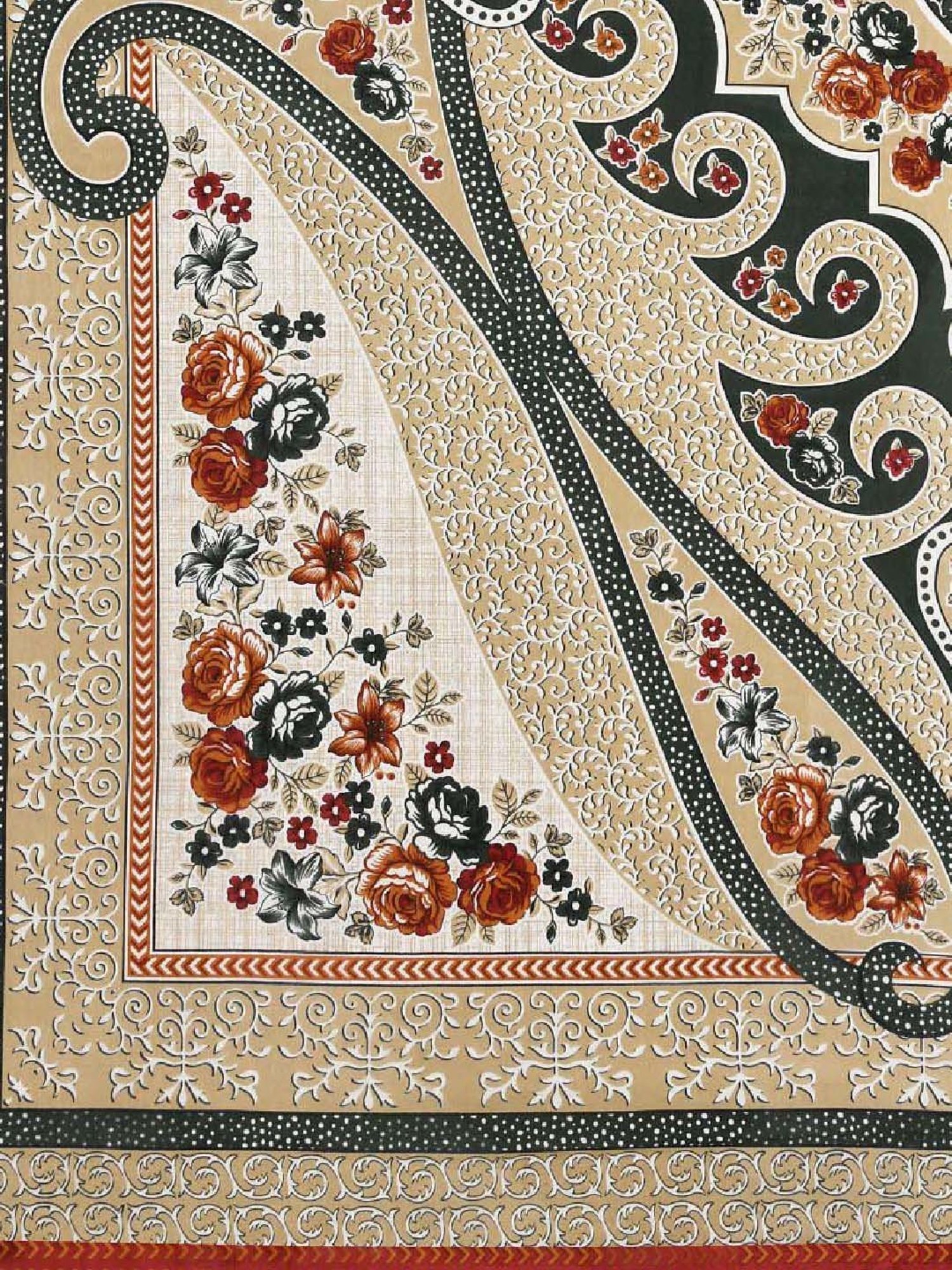 JaipurFabric Brown & Green 240 TC 100% Cotton Fresh Delight Double Bedsheet with 2 Pillow Covers