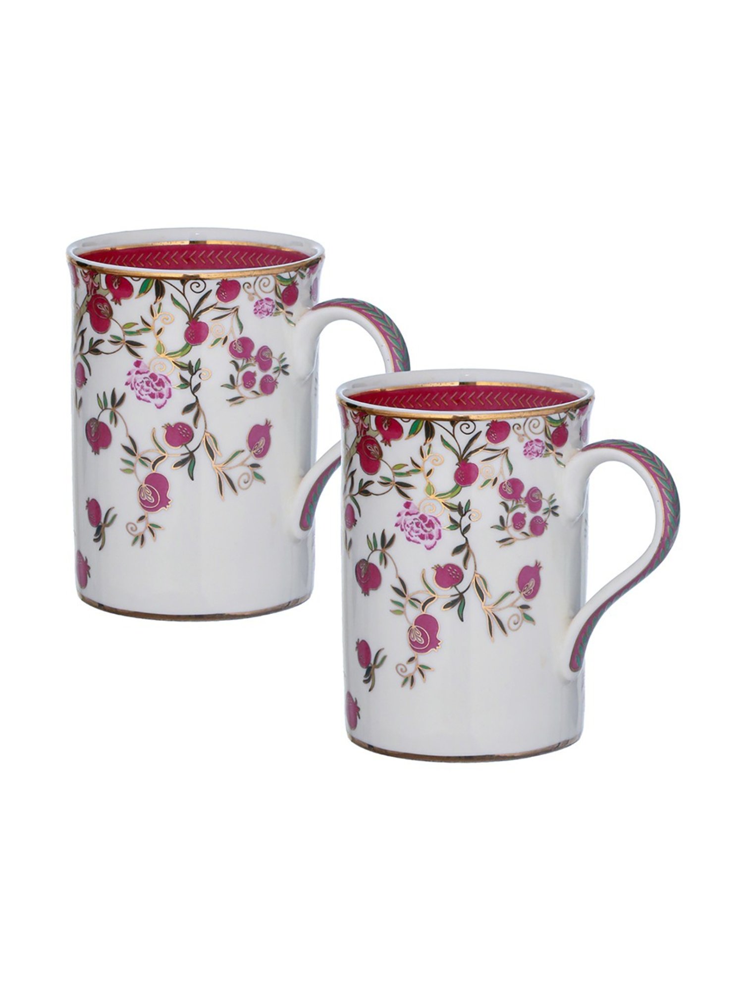 Trovea's Pom Passion 24K Gold Red Ceramic Mugs - Set of 2