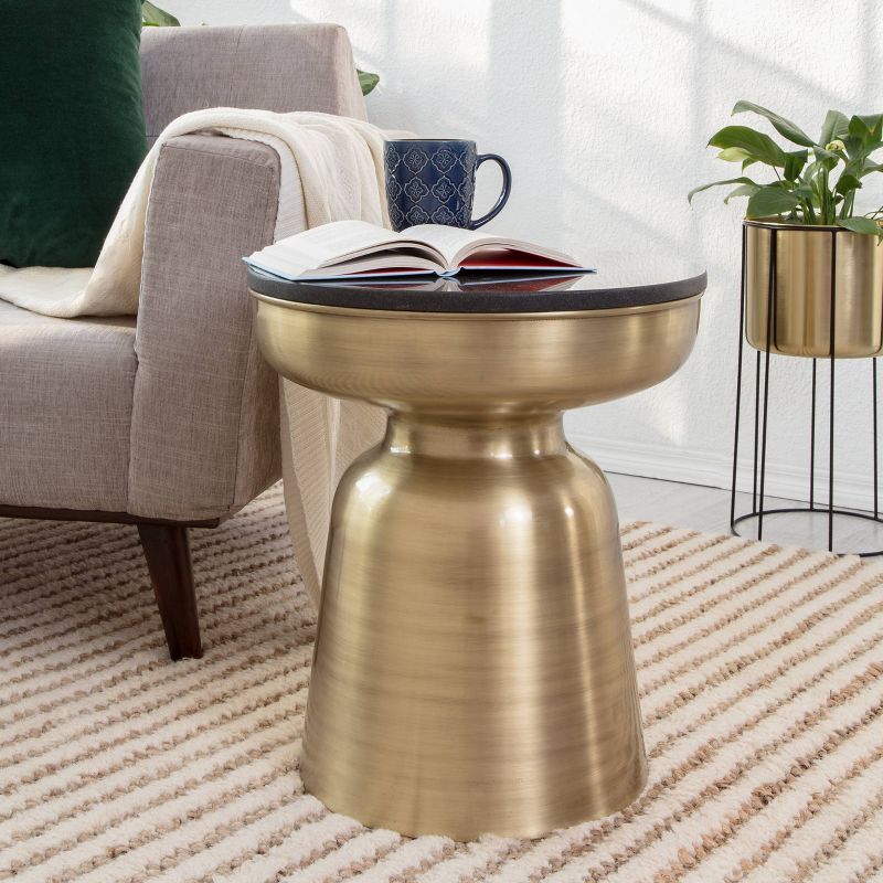 Adler Brass Metal Side Table Black/Gold - Finch