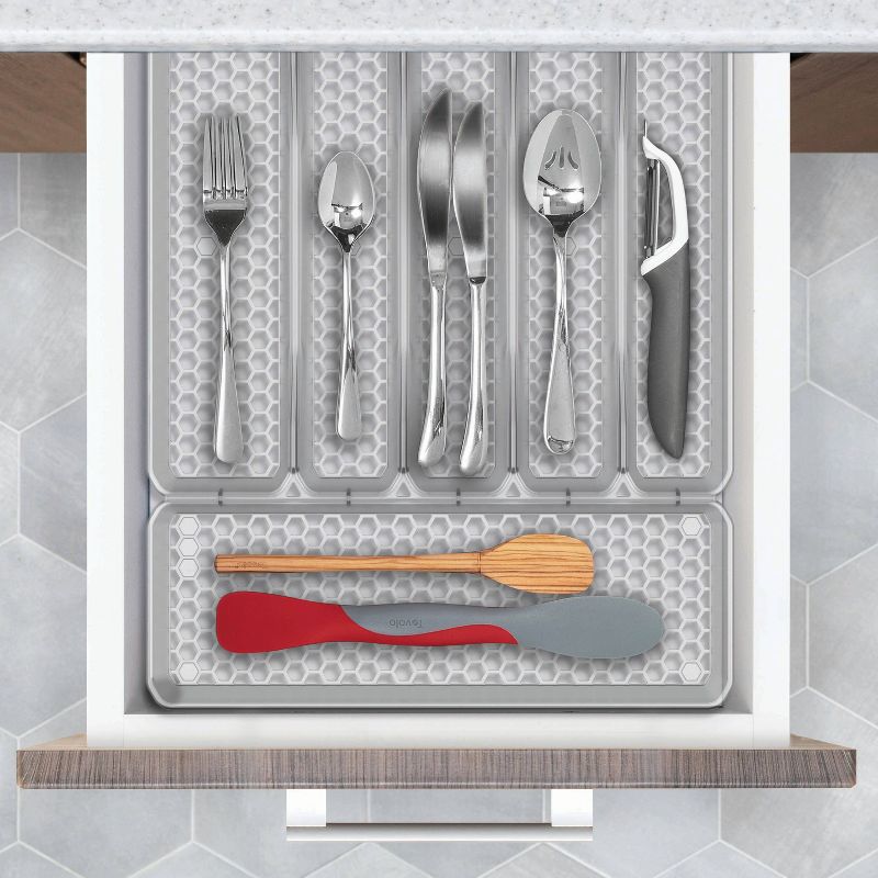 13"x16" Hexa Clear 6-Divider Silverware Tray Clear - Spectrum Diversified