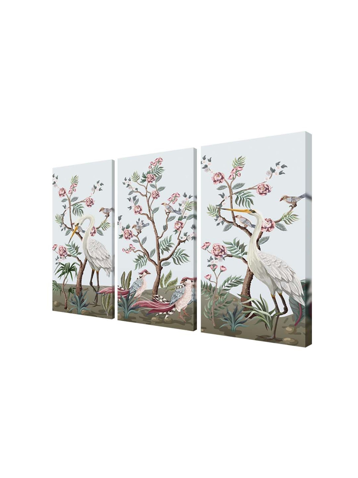999Store Multicolor Flamingo with Tree Art 3 Frame Canvas Paintings