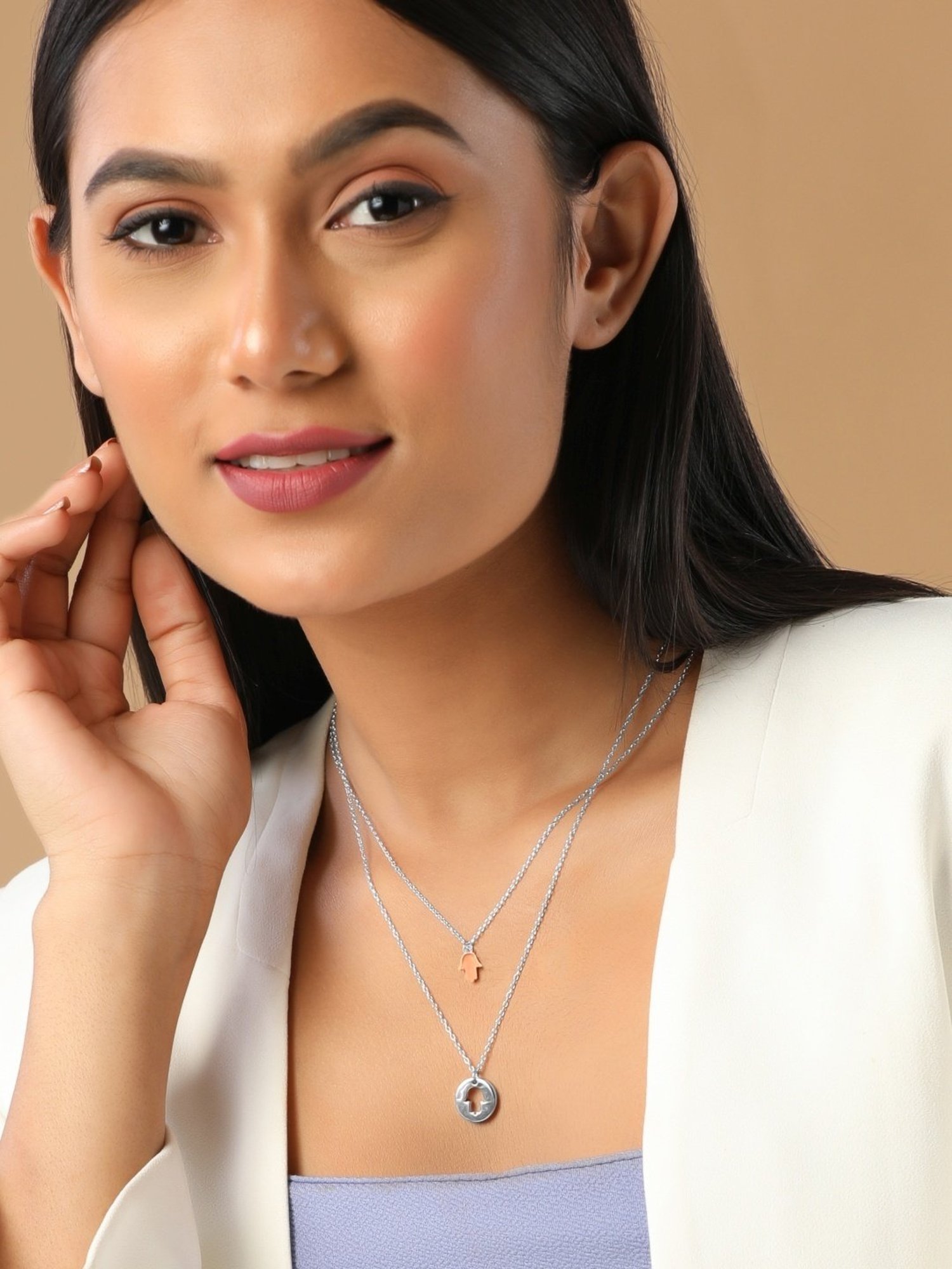 Ornate Jewels 92.5 Sterling Silver Red Ruby Necklace for Women