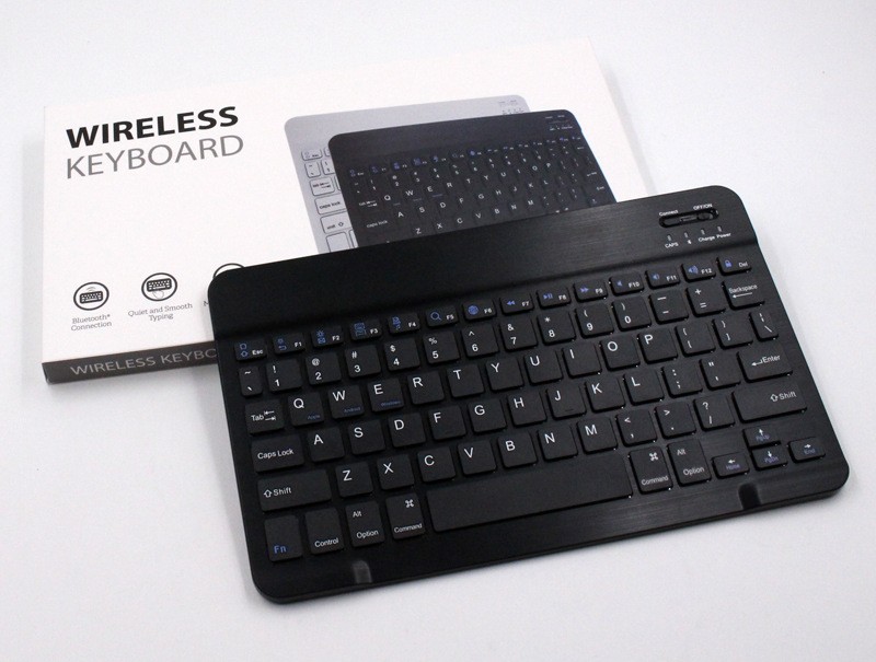Mini Wireless Keyboard Bluetooth Keyboard For ipad Phone Tablet Rubber keycaps Rechargeable keyboard For Android ios Windows 7 inch black English
