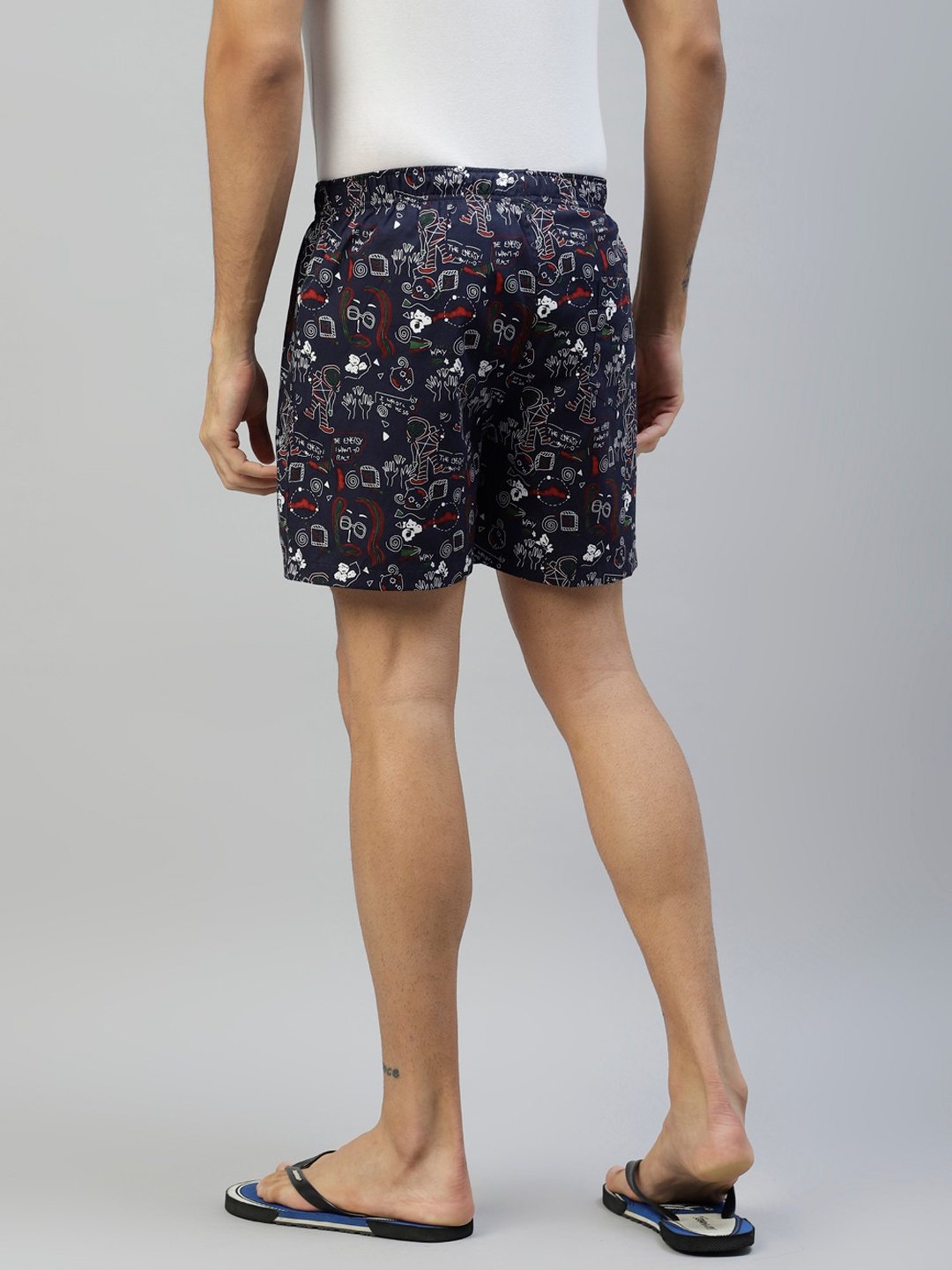 Don Vino Navy Printed Cotton Boxer Shorts