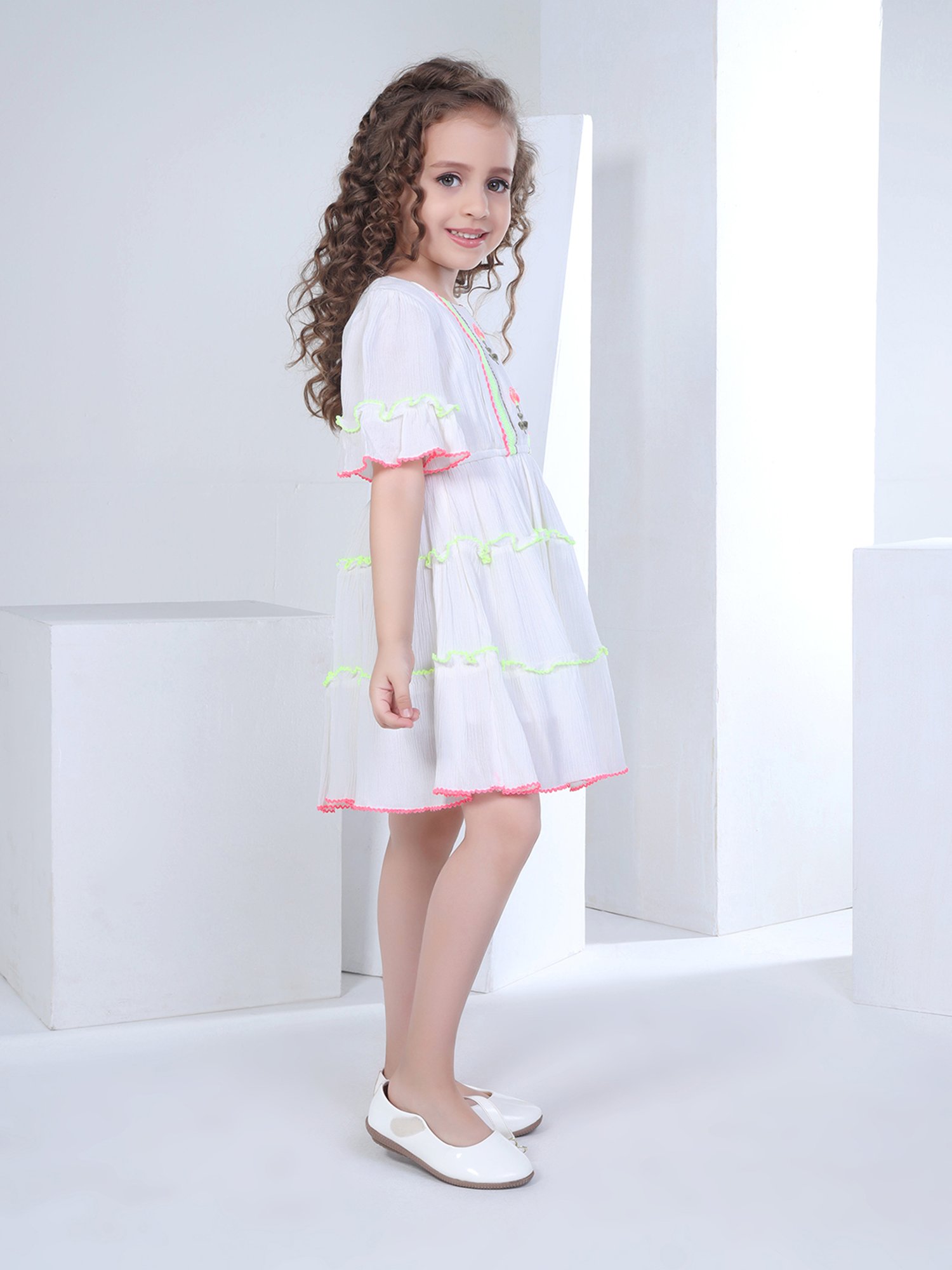 Peppermint Kids White Embroidered Dress