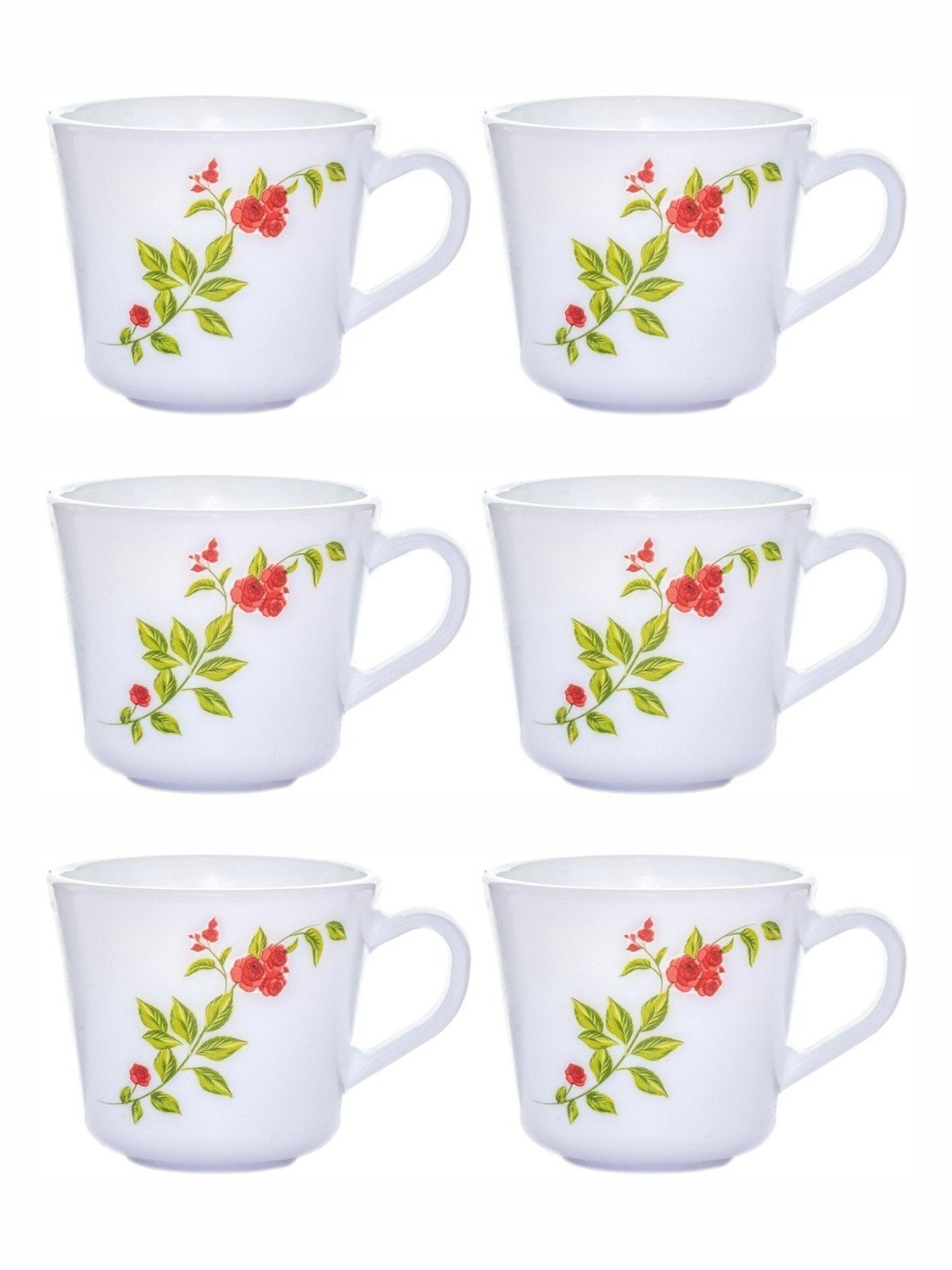 Larah by Borosil White Ceramic Opalware Mug - Set of 6 160ml