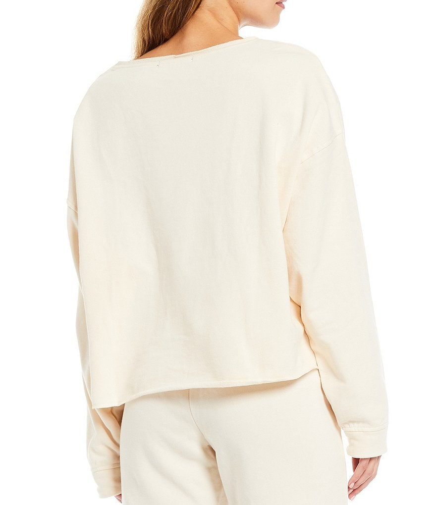 Sanctuary Perfect Boat Neck Long Cuff Sleeve Knit Coordinating Sweatshirt