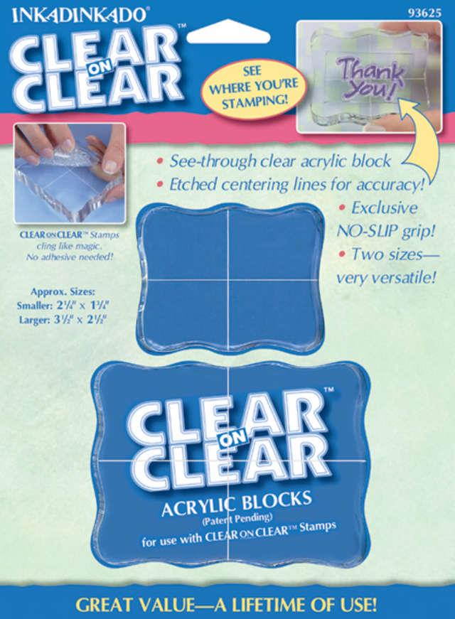 Inkadinkado Clear On Clear Acrylic Blocks 2/Pkg-Small 2.25"X1.75", Medium 3.5"X2.5"
