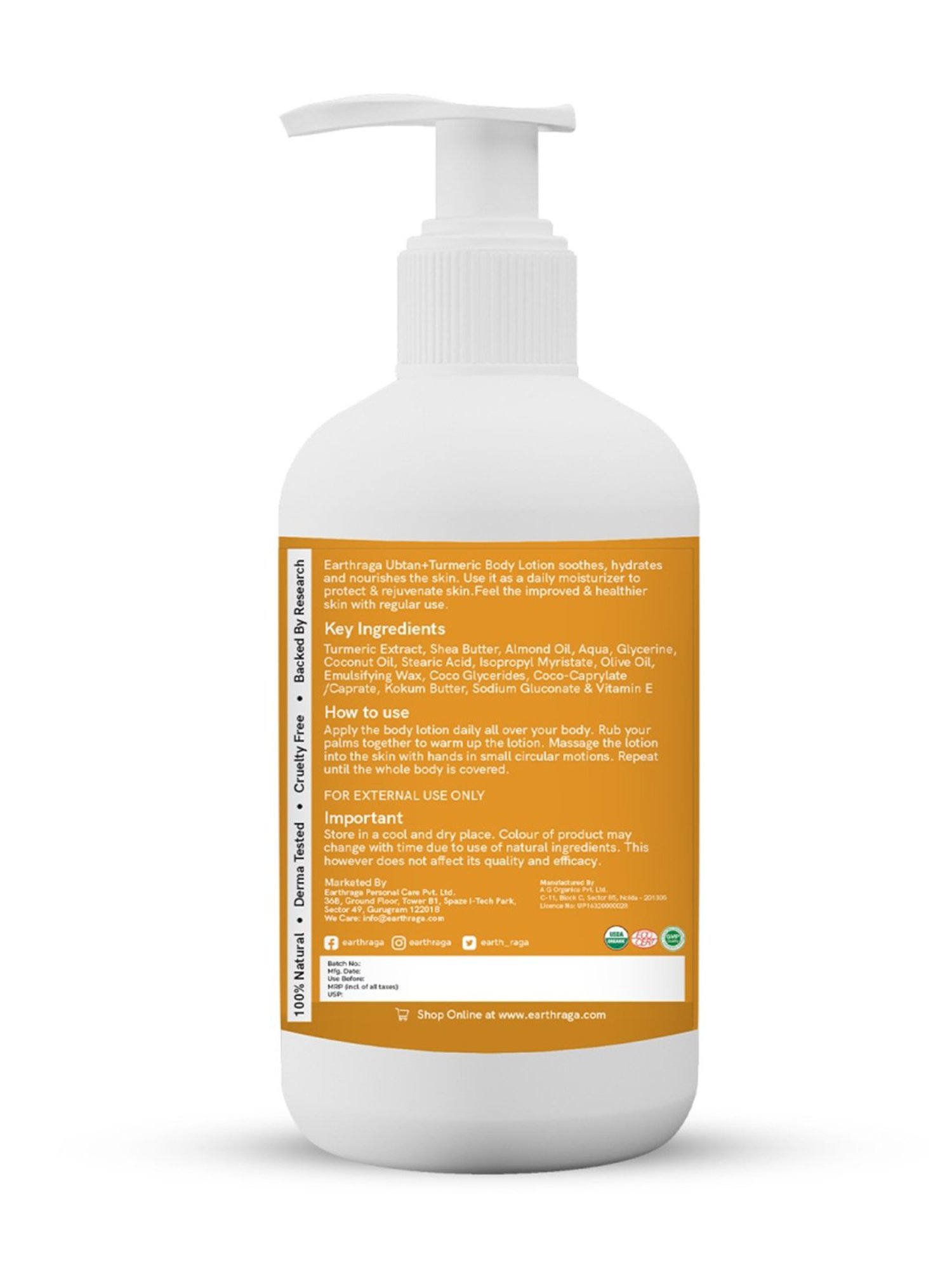 Earthraga Ubtan + Turmeric Body Lotion - 200 ml