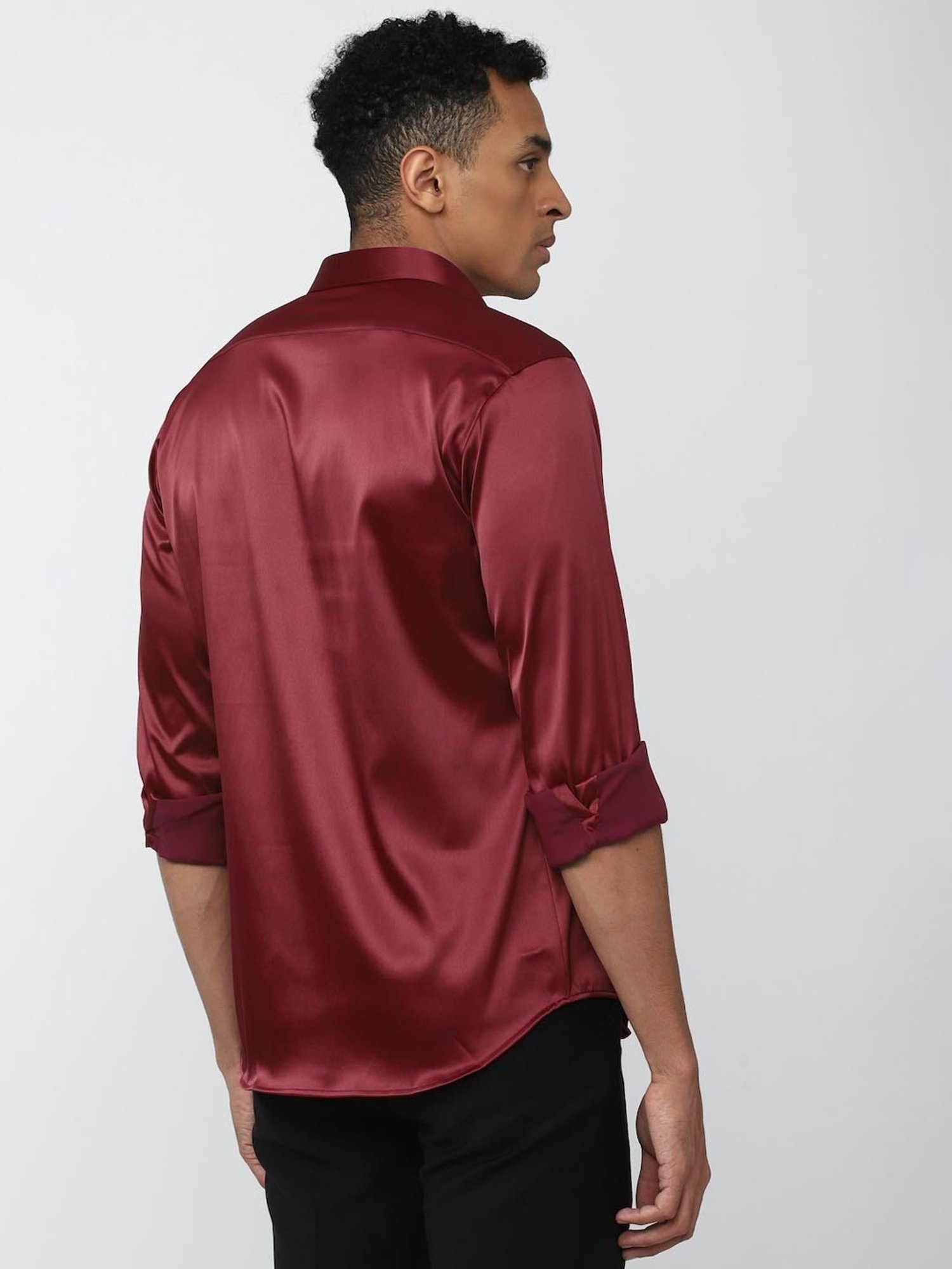 V Dot Maroon Slim Fit Shirt
