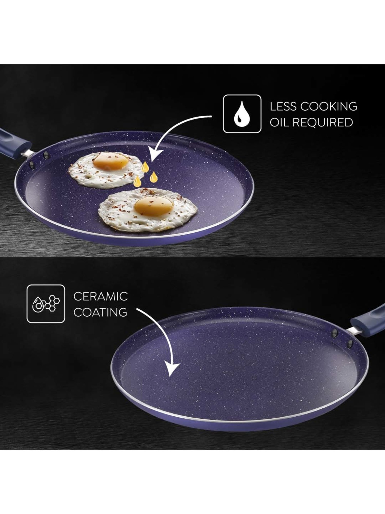 Prestige Ceraglide Ceramic Coating Blue Aluminium 28 cm Induction Non-Stick Tawa (1.1 L)