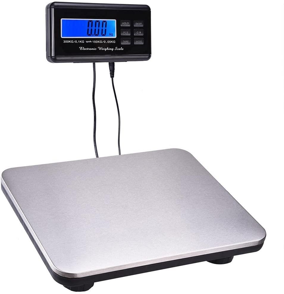 660lbs LCD AC Digital Floor Bench Scale Postal Platform Shipping 300KG Weigh