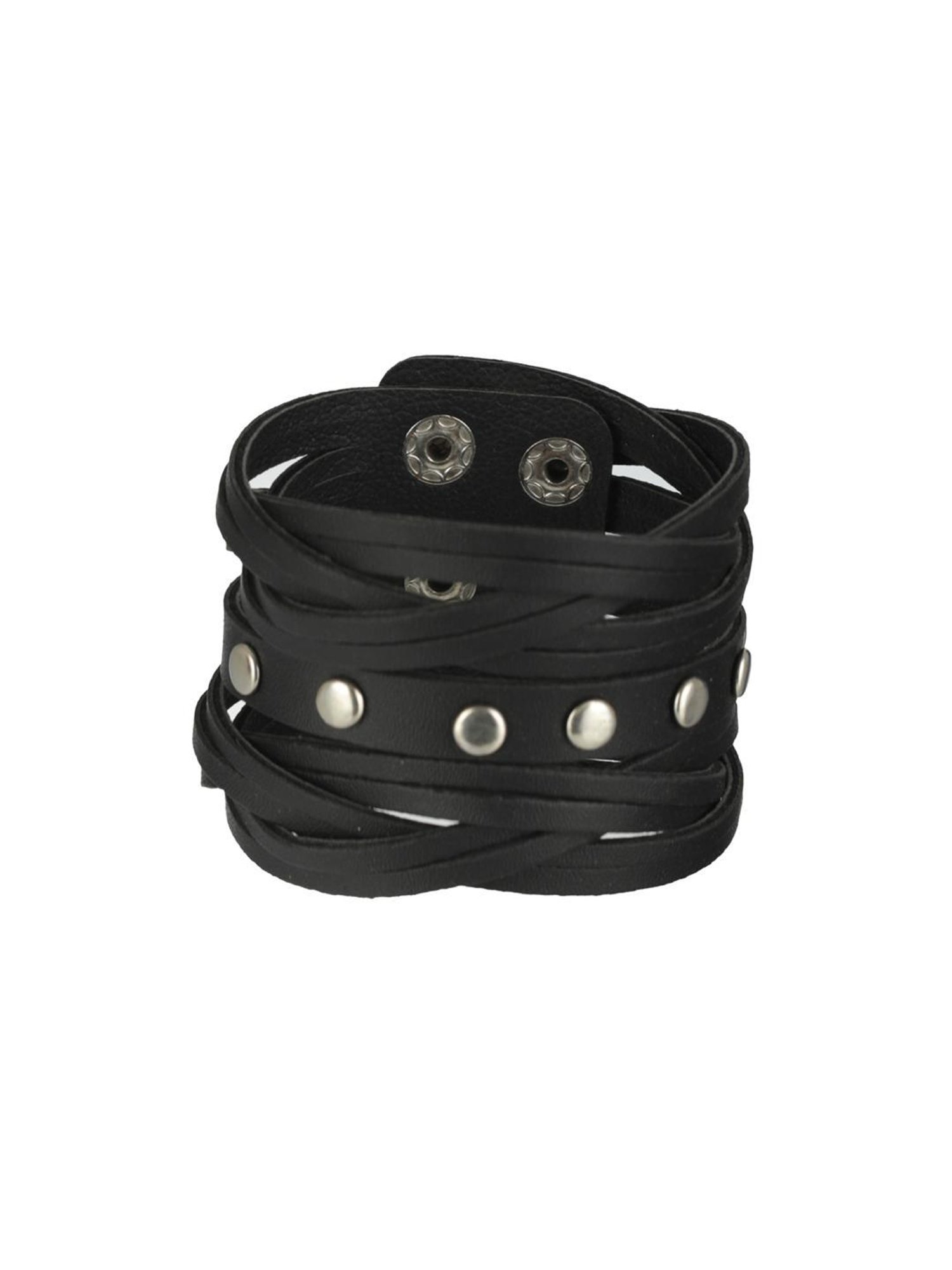 Bold by Priyaasi Black Weaved Multistrand PU Bracelet for Men