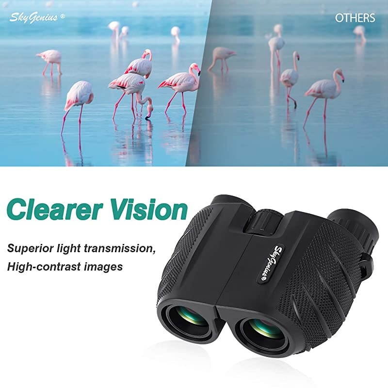 10x25 Compact Binoculars for Adults High Powered Binoculars Pocket for Concerts Theater Travel BK4 Roof Prism FMC Lens Kid Binoculars for Bird Watching 053lb