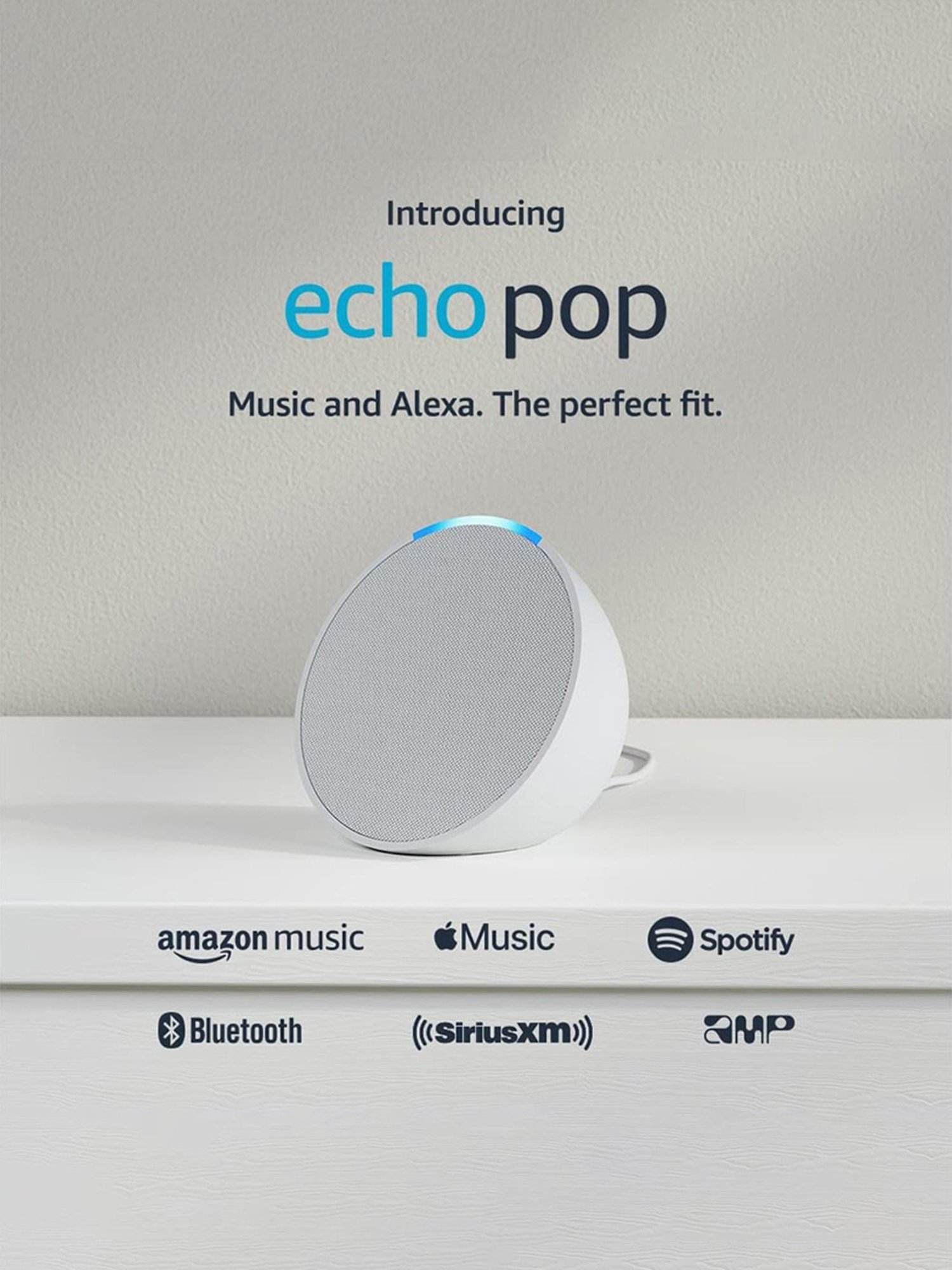 Amazon Echo Pop Smart speaker with Alexa & Bluetooth- Loud sound, balanced bass, crisp vocals, White