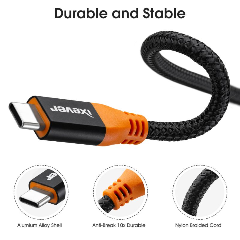 USB Type C Extension Cable 3ft, iXever USB Type C Gen2 10Gbps 100W (20V/5A) PD Fast Charging,USB 3.1 C Male to Female Extender Cord Compatible with Nintendo Switch, MacBook, Pro Pixel 3 2 XL