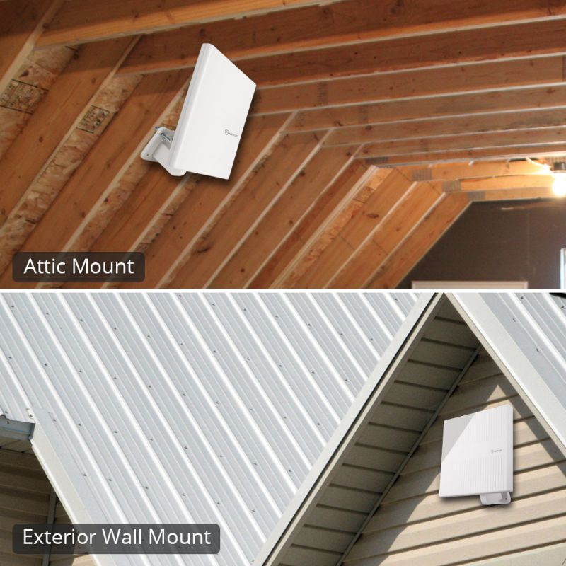 ANTOP Flat AT-413B Amplified  65 Miles Indoor/Outdoor Digital TV HDTV Antenna UHF VHF Signal reception High gain