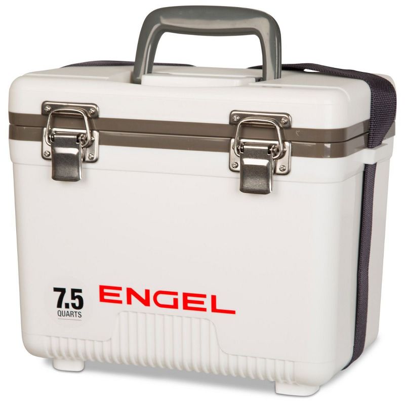 Engel 7.5-Quart 8-Can EVA Gasket Seal Ice and DryBox Cooler with Carry Handles and Shoulder Strap, White