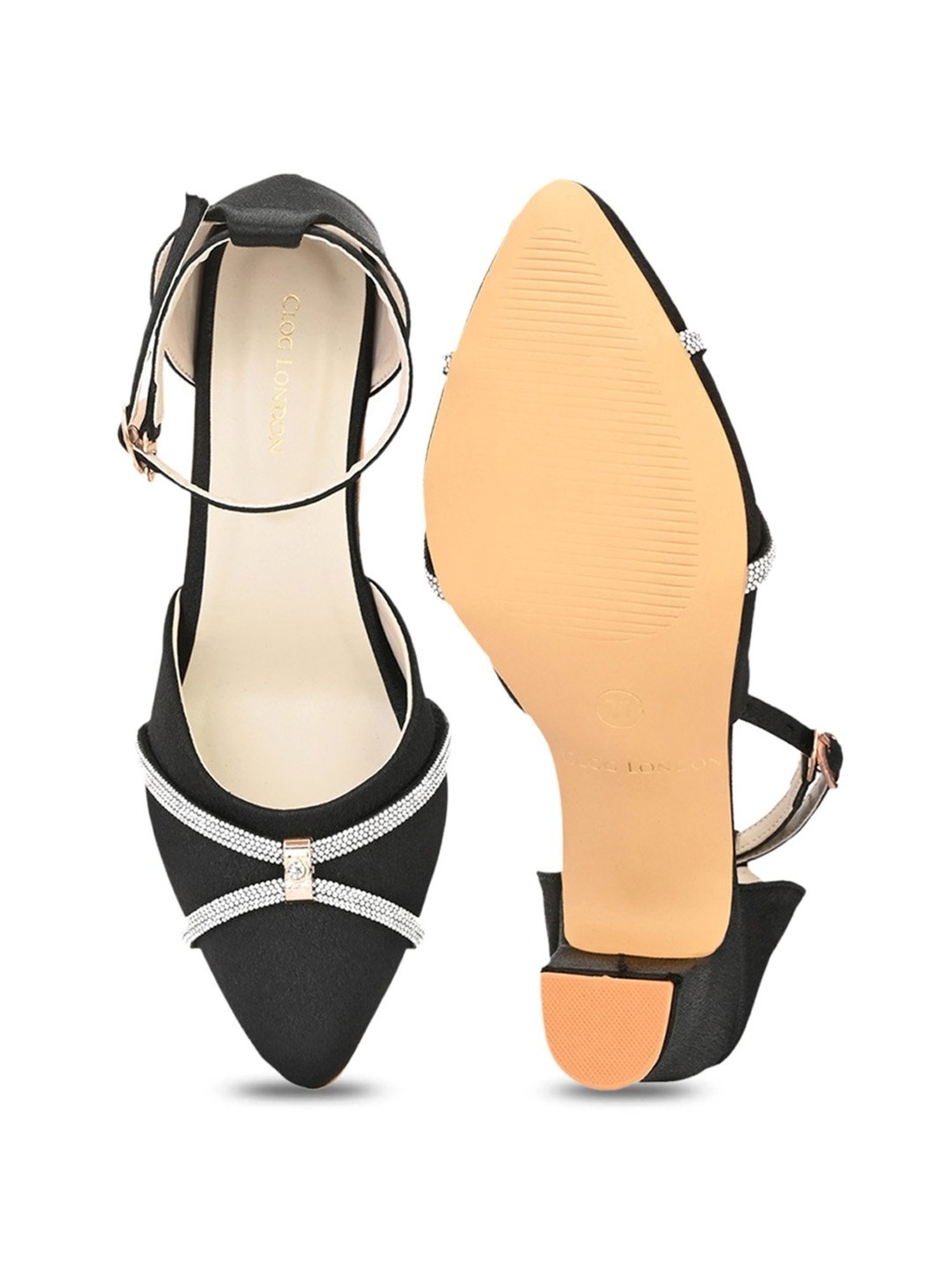 Clog London Women's Black Ankle Strap Sandals