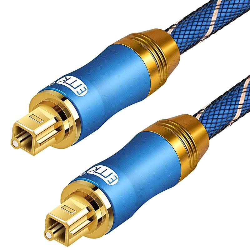 Optical Audio Cable Digital Toslink Cable - [Nylon Braided Jacket,Durable and Flexible]  Fiber Optic Cord for Home Theater, Sound bar, TV, PS4, Xbox & More (15Ft/4.6M)