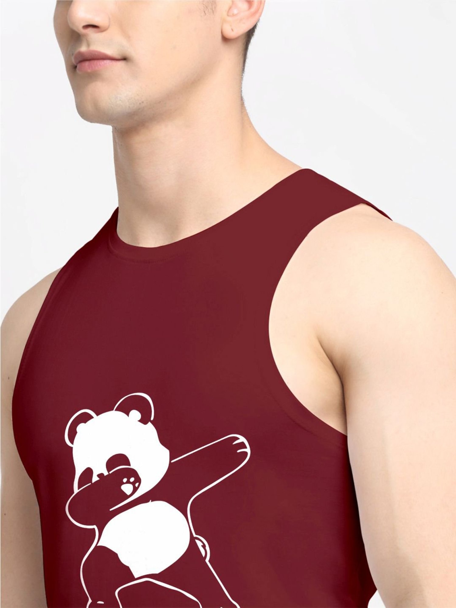 Friskers Maroon Cotton Slim Fit Printed Vest