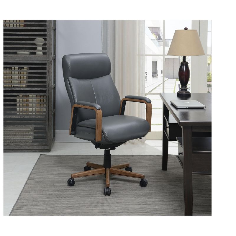 La-Z-Boy Landon Premium Bonded Leather Executive Chair, Gray 60028