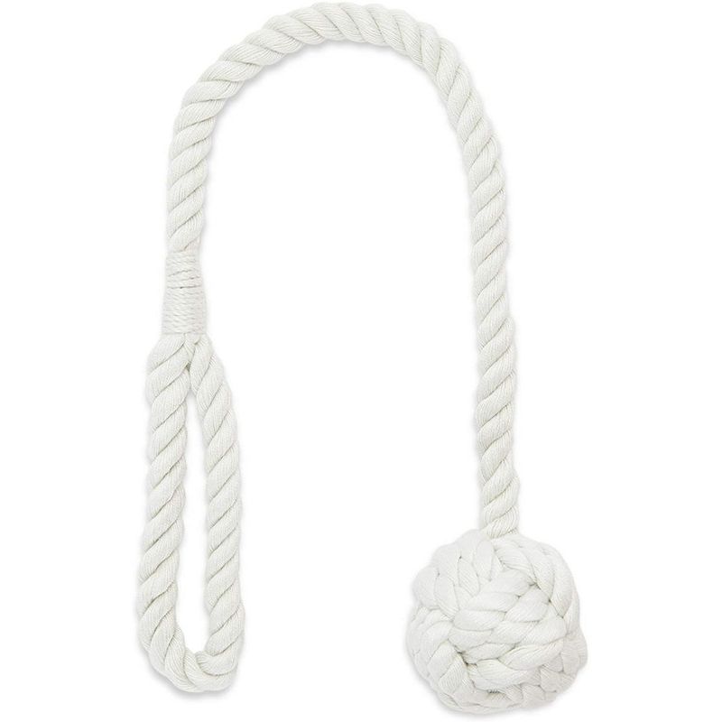 Okuna Outpost 2-Pack White Cotton Window Curtain Tiebacks Tie Back, 20" Holdbacks Rope for Drapes