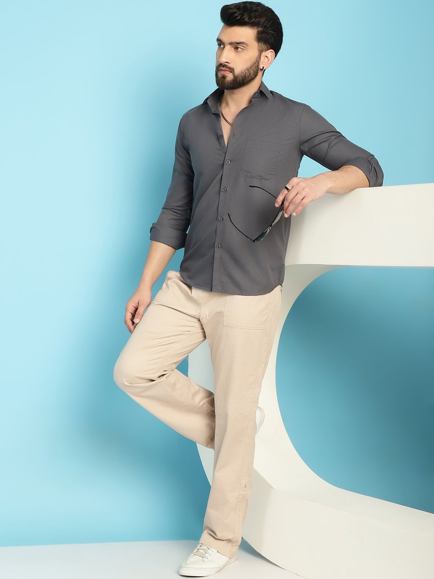 Indian Needle Grey Regular Fit Shirt