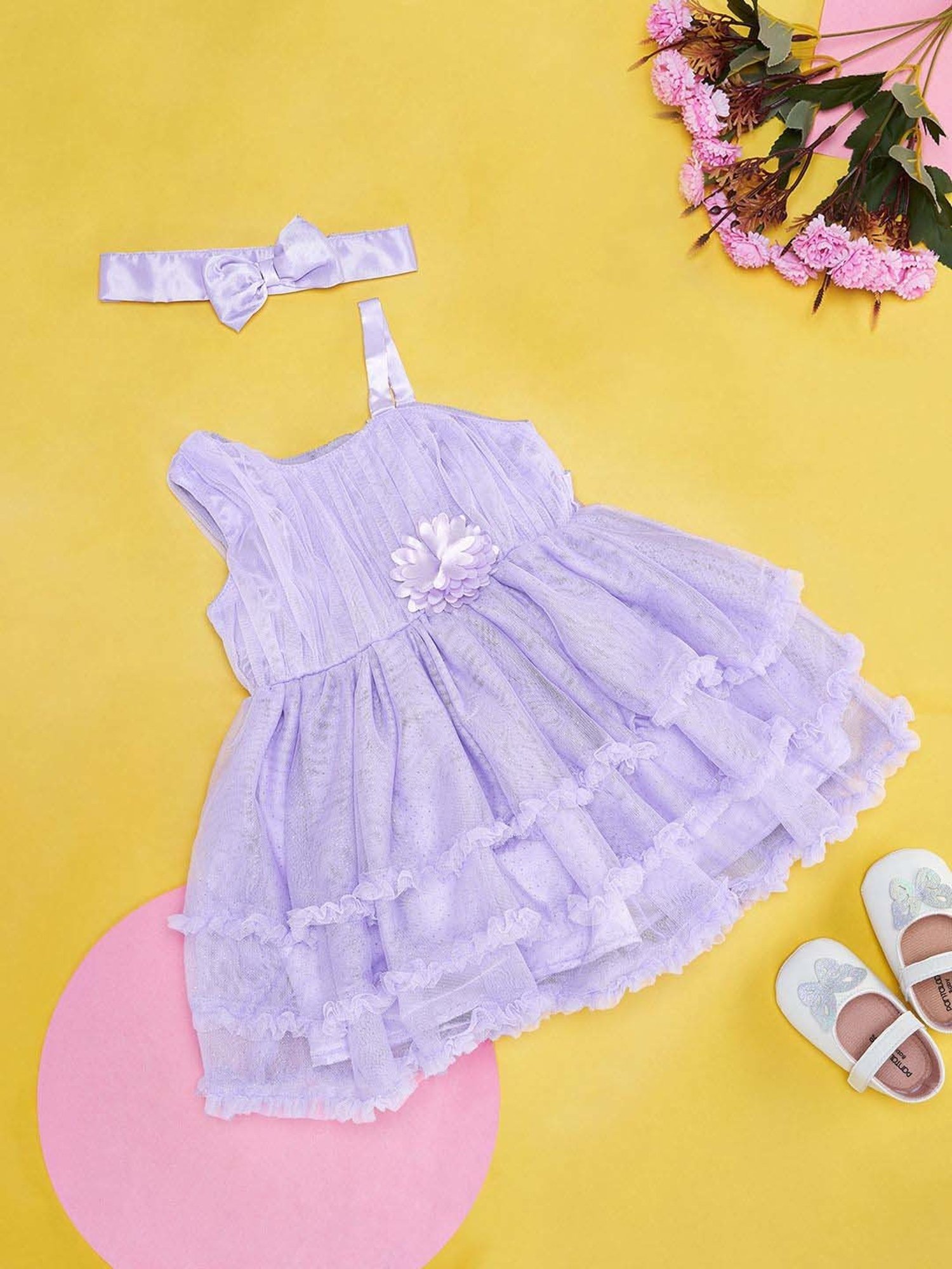 Pantaloons Baby Lavender Cotton Applique Dress