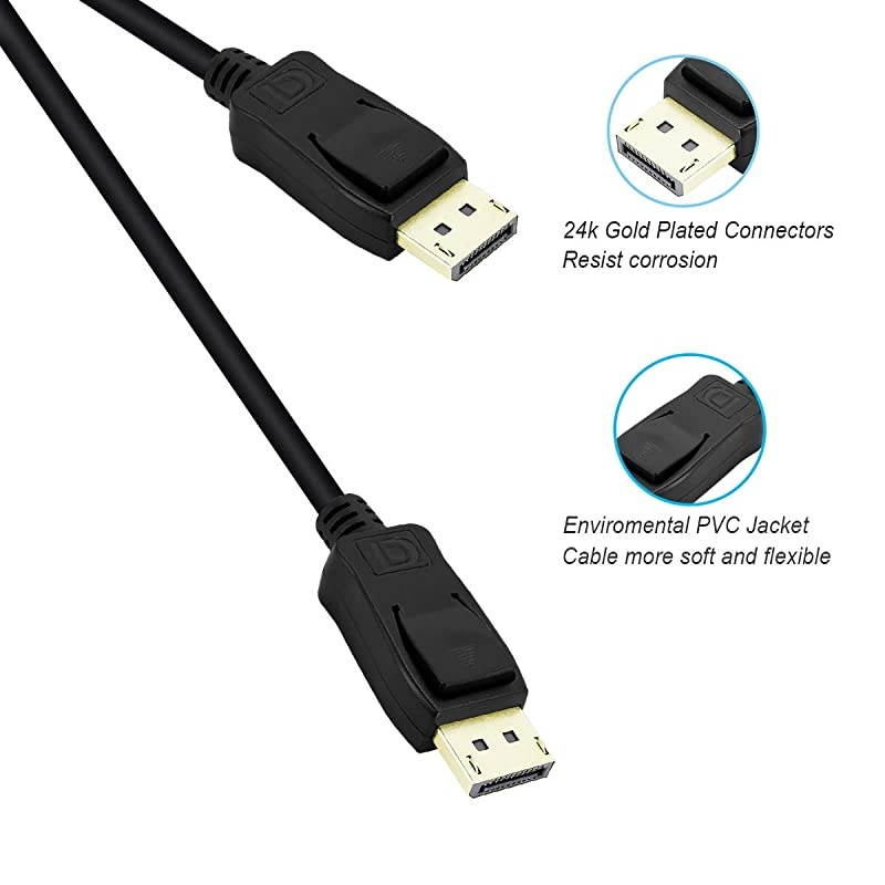 DisplayPort to DP 4K 60Hz 15 Feet Cable  DisplayPort to Display Port Male to Male Cable GoldPlated Cord Compatible for Lenovo Dell HP ASUS