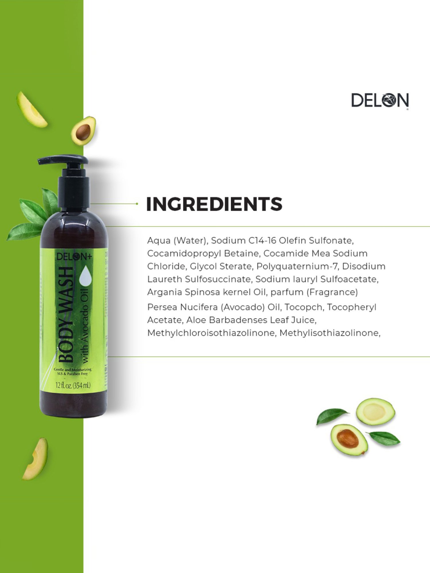Delon Body Wash with Avocado Oil - 354 ml