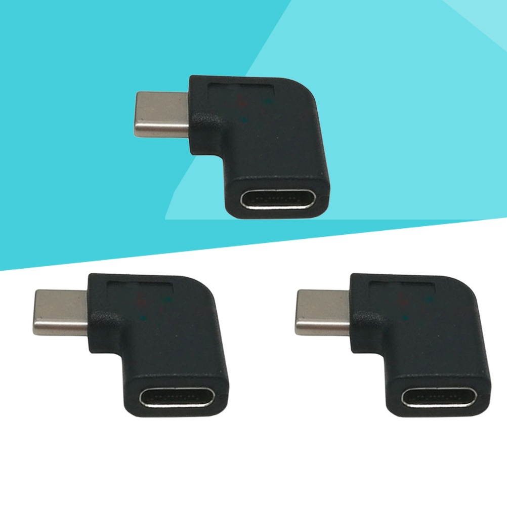 3 Pcs Type-C Adapter USB 3.1 USB C 90 Degree Angle Male to Female Convertor for Laptop Tablet Mobile Phone