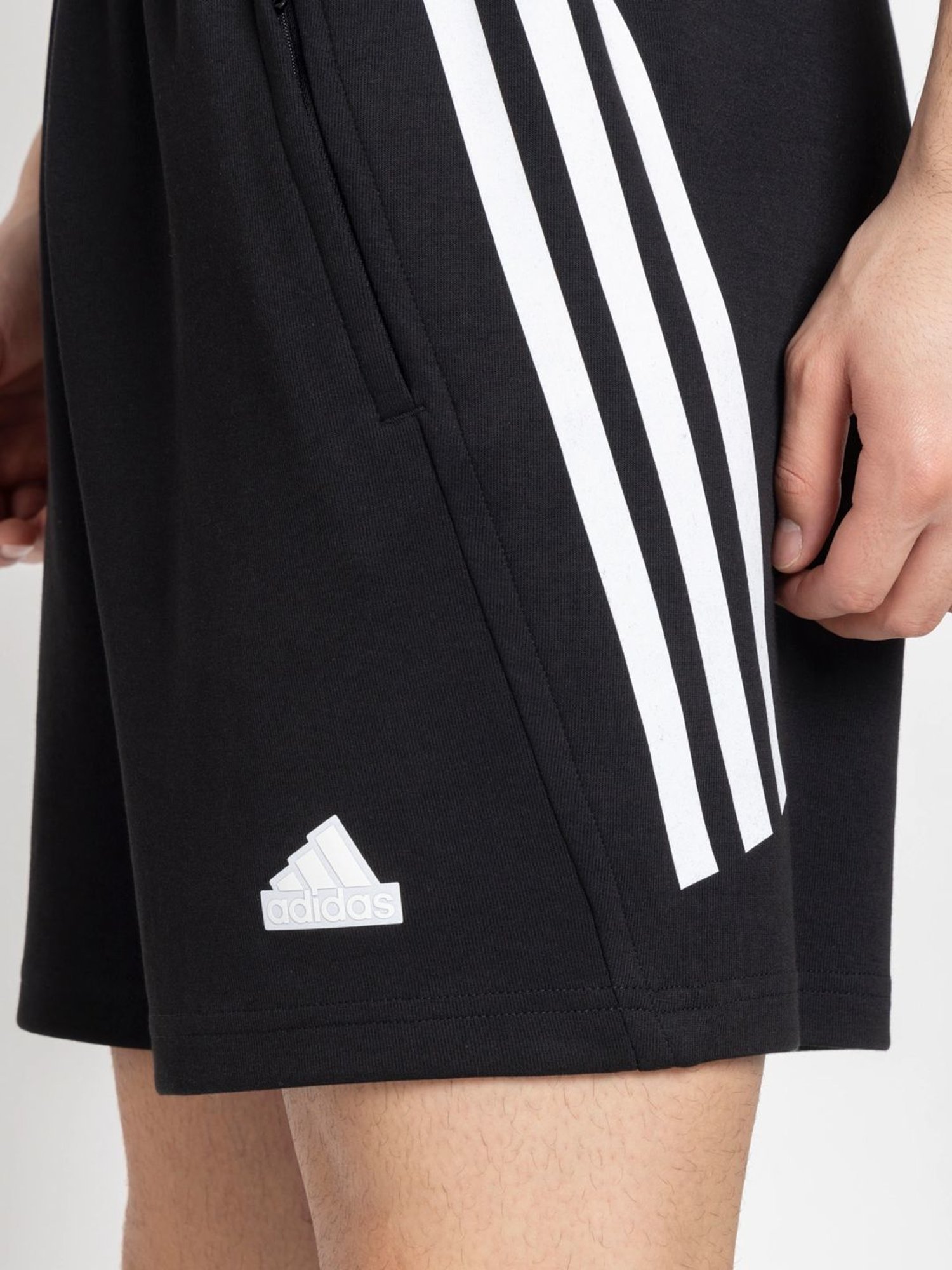 Adidas Black Regular Fit Striped Sports Shorts