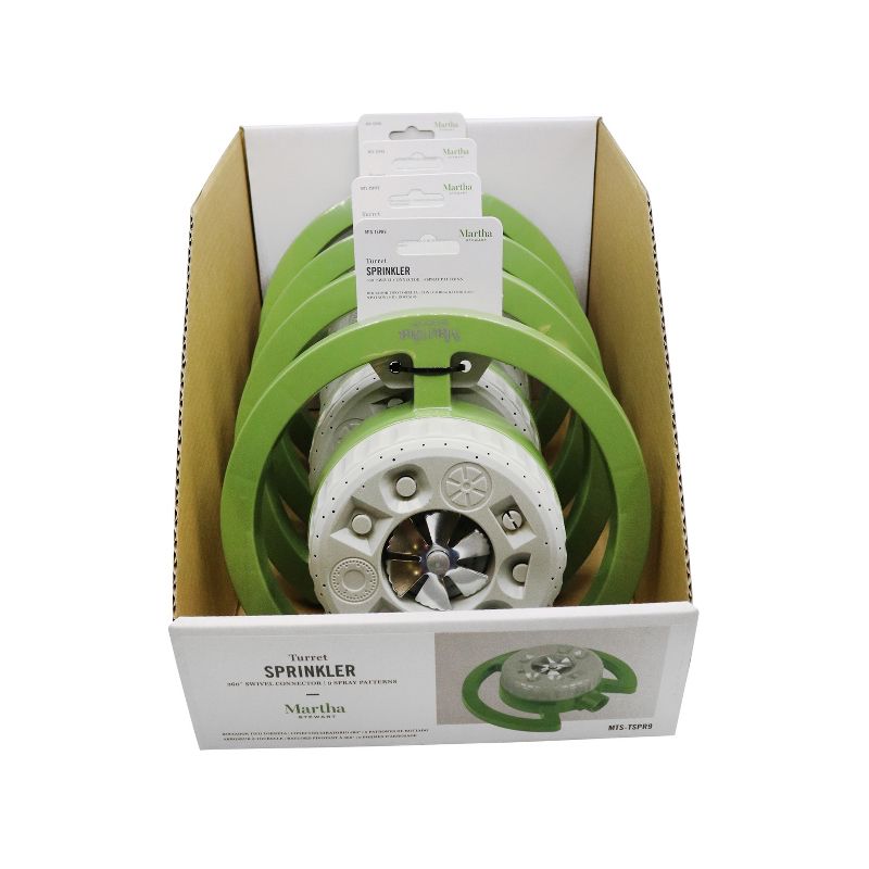 Martha Stewart MTS-TSPR9 Turret Sprinkler | 1022 sq ft Max Coverage | 360 Degree Swivel Connector | 9-Patterns