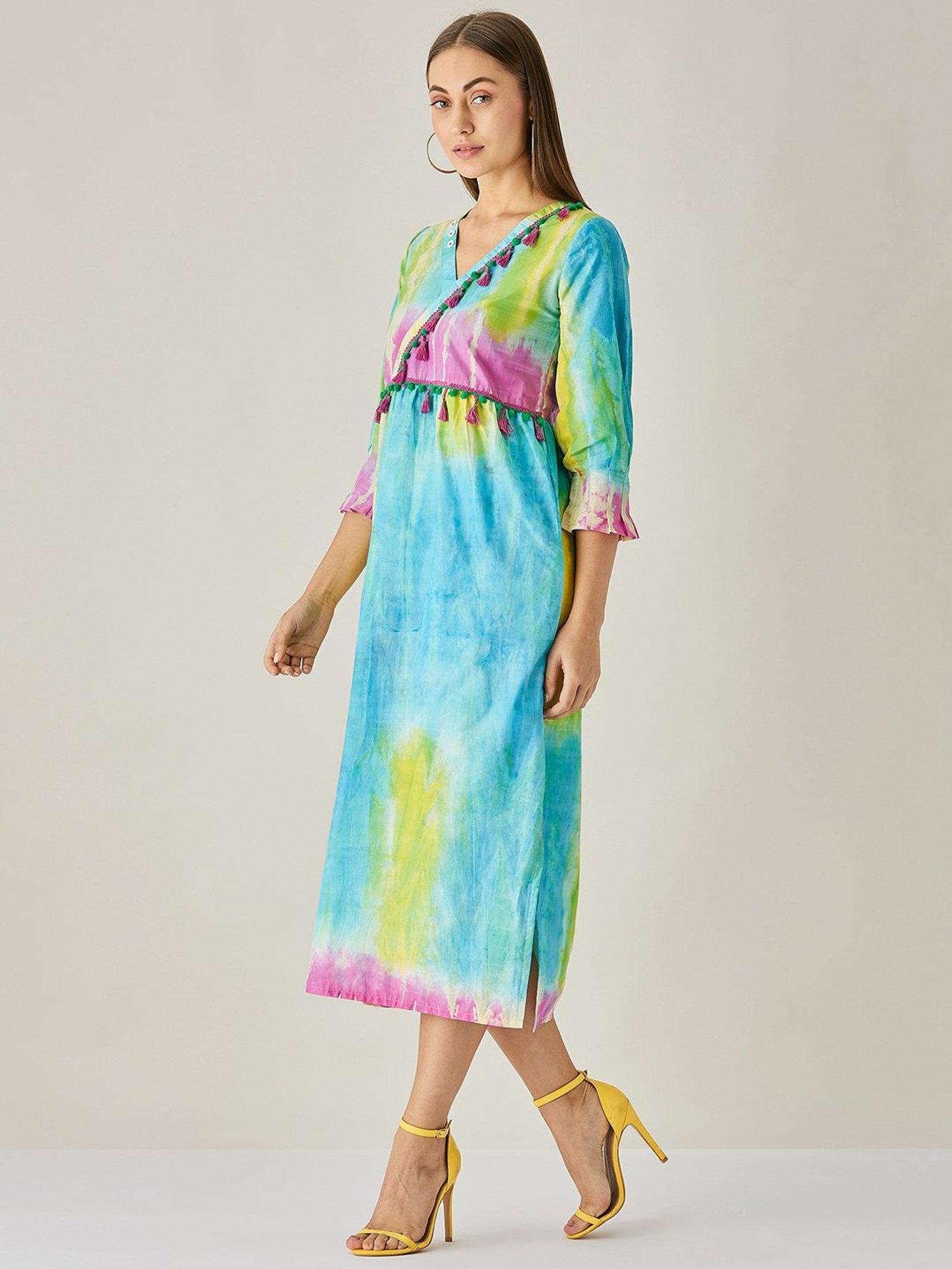 The Kaftan Company Blue Tie-Dye Dress