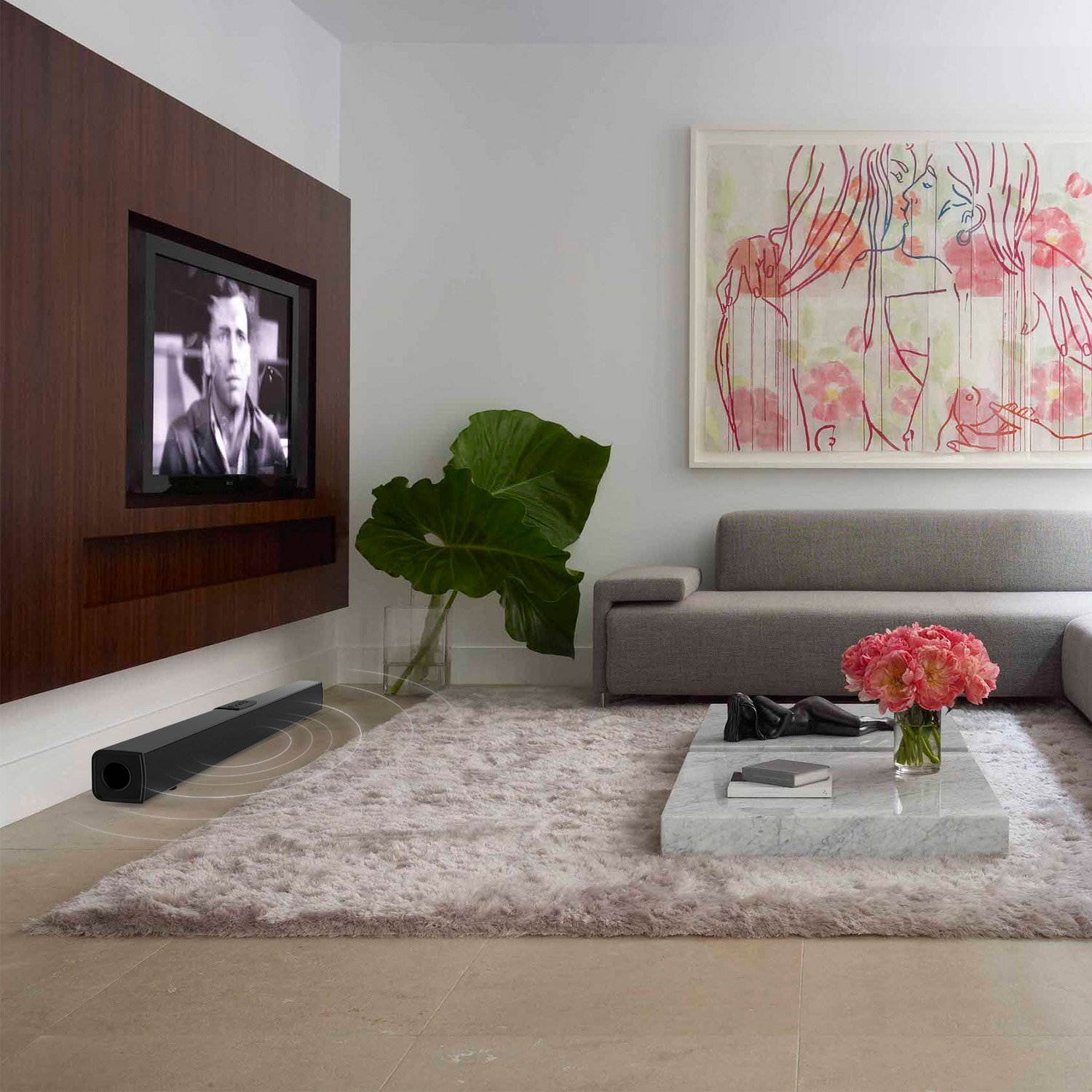 TV Sound Bar, Meidong Sound Bars for TV Bluetooth Audio Speakers, Wired & Wireless 43 Inch TV Sound Bar with Optical Cable/RCA/AUX/Coax/Remote Control, Home Theater System