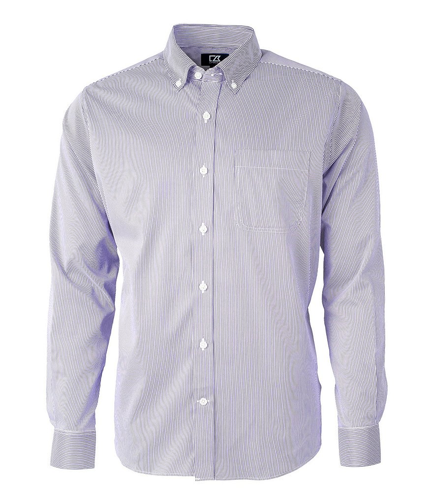 Cutter & Buck Versatech Pinstriped Long-Sleeve Dress Shirt