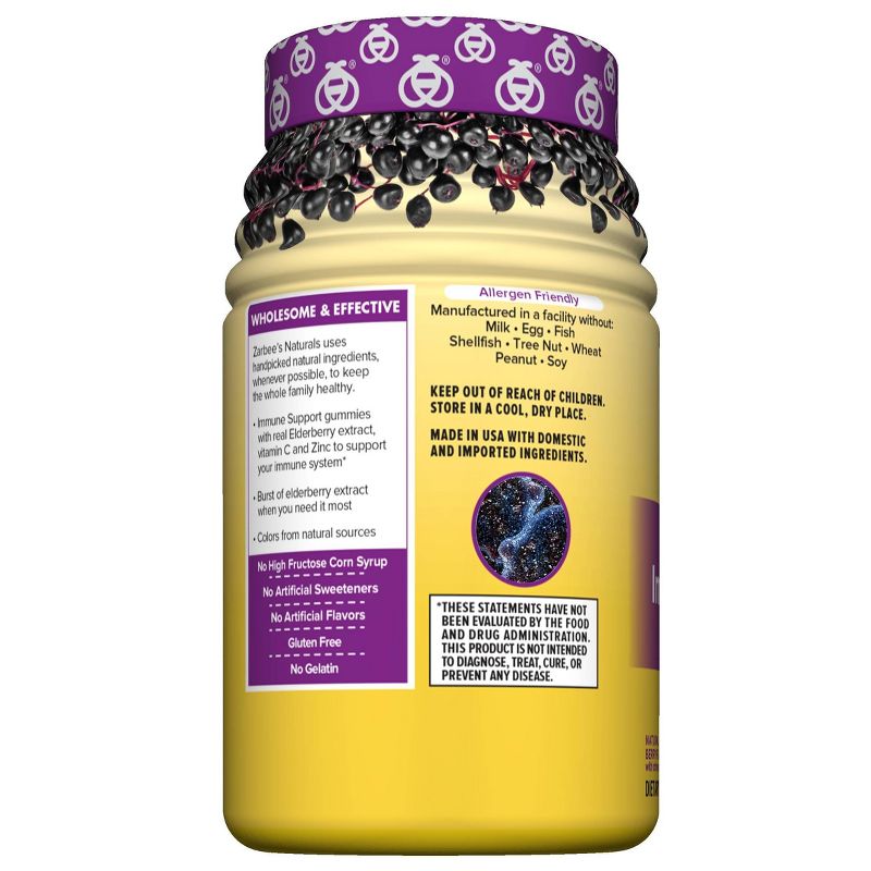 Zarbee's Naturals Elderberry Immune Support Gummies - Natural Berry - 60ct