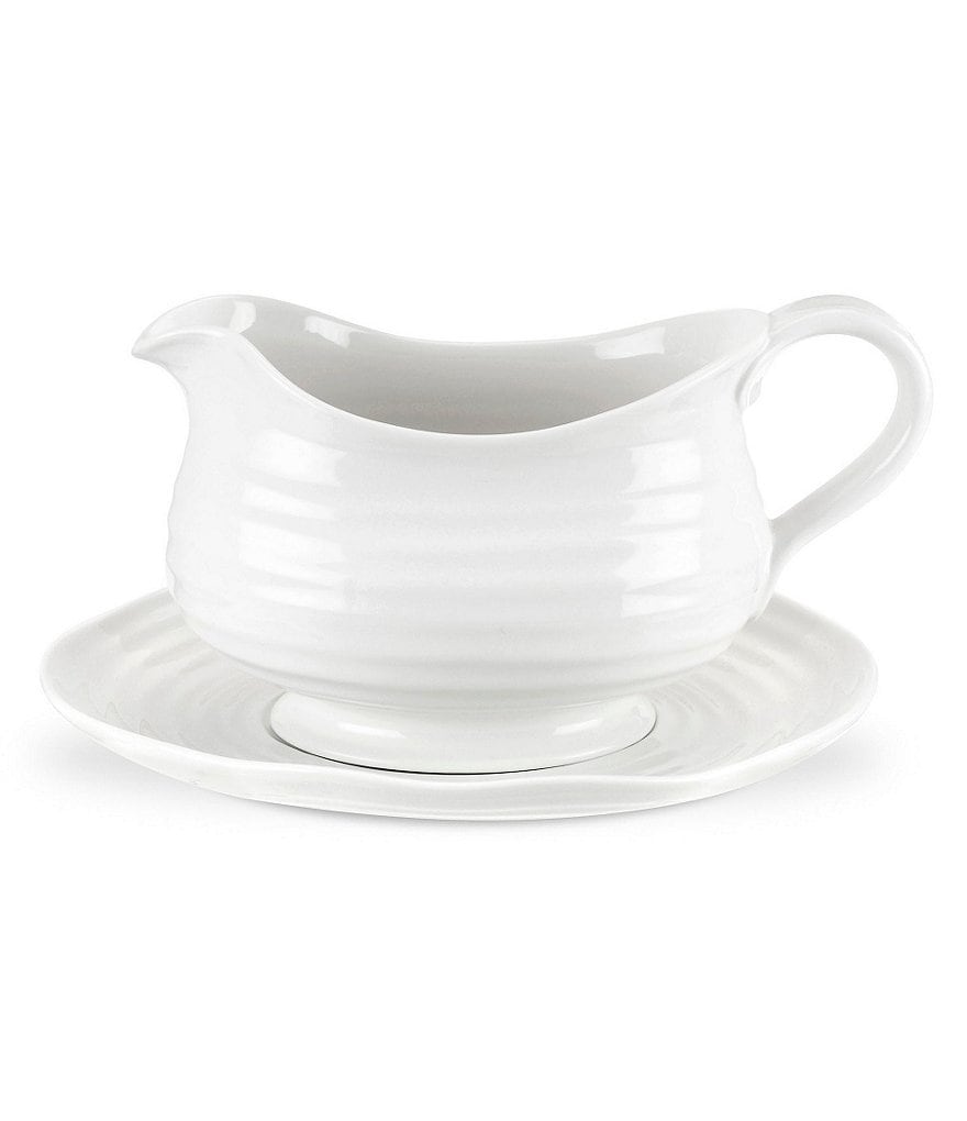 Sophie Conran for Portmeirion White Porcelain Gravy Boat with Stand