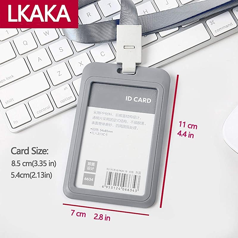 Badge Card Holder, Name Badge Holder with Lanyard, Neck Lanyard Holder for Women Men, Vertical Business Neck Card Holder(2PACK)