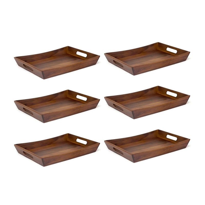 Lipper International Acacia Wood Decorative Serving Food Curved Tray (6 Pack)