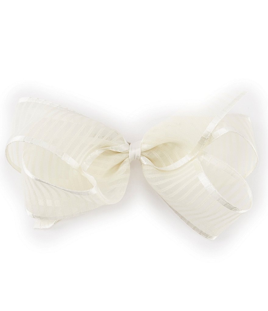 Copper Key Patterned Sparkle and Grosgrain Overlay King Bow