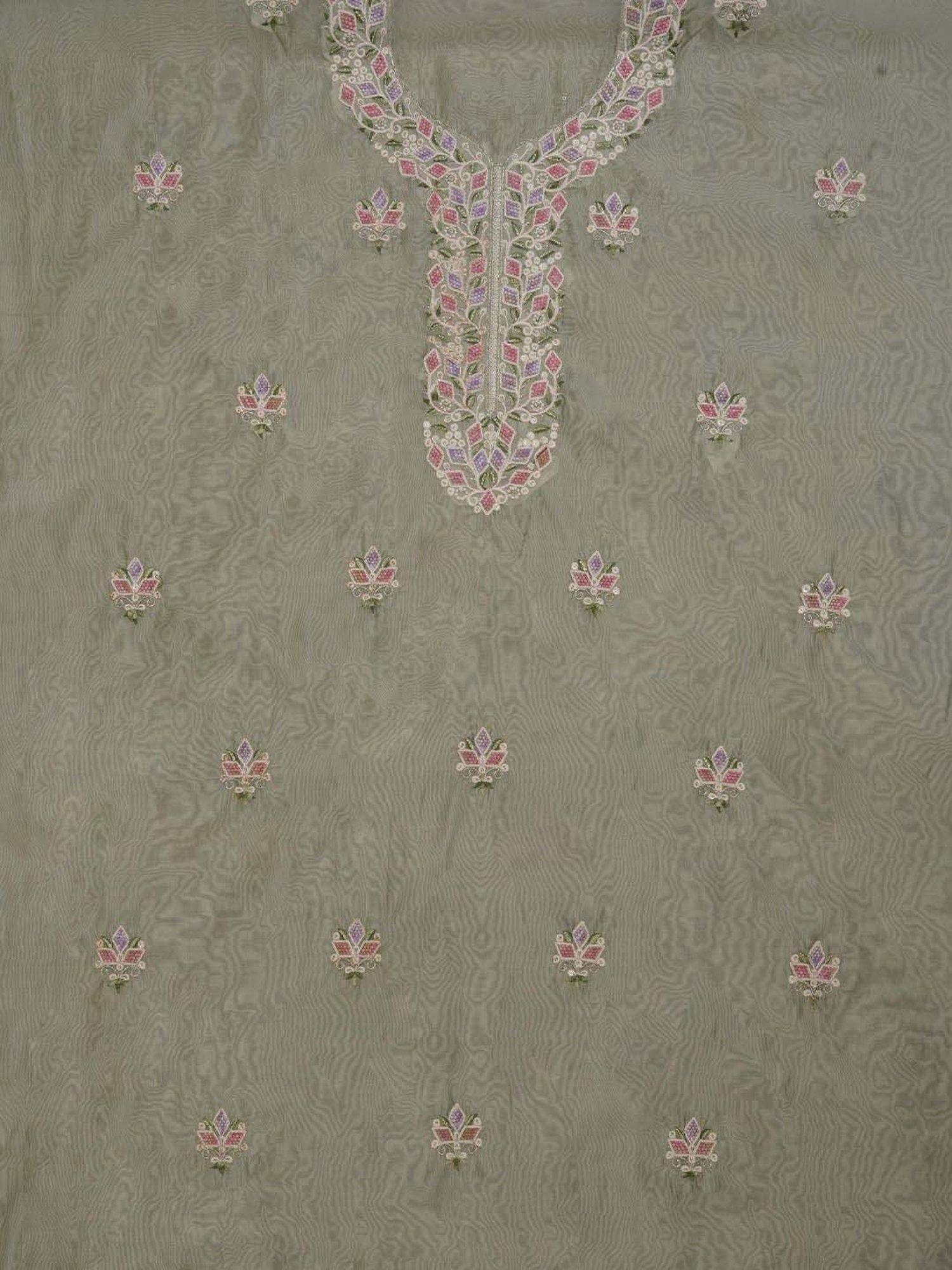 Jaipur Kurti Green Embroidered Unstitched Dress Material