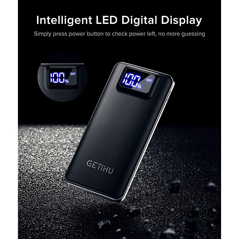 Portable Charger LED Display 10000mAh Power Bank 48A 2 USB Ports HighSpeed Battery Pack with Flashlight for iPhone 11 Pro X 8 7 6S Plus Samsung Galaxy S20 S10 Note 10 Google LG Oneplus iPad